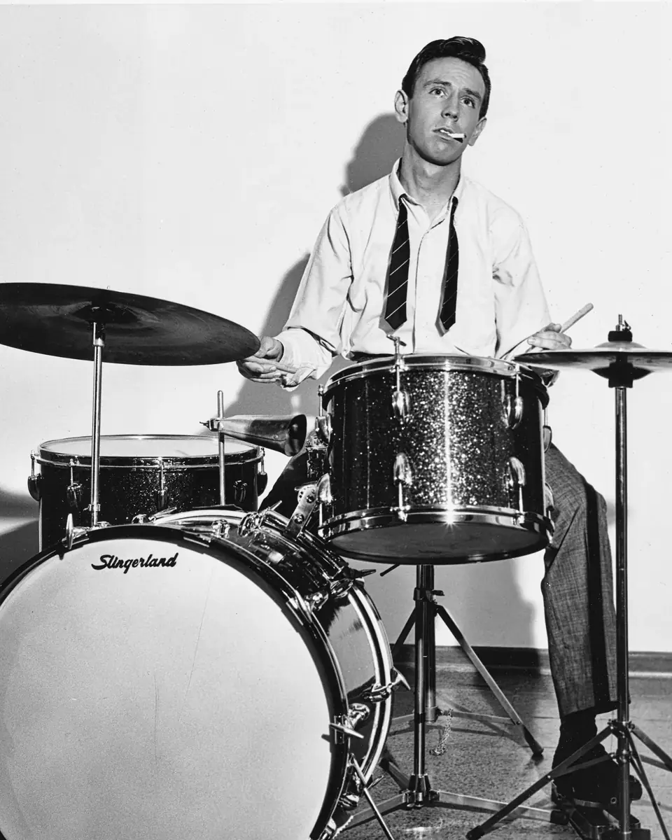 Young Dean at a Slingerland drum kit