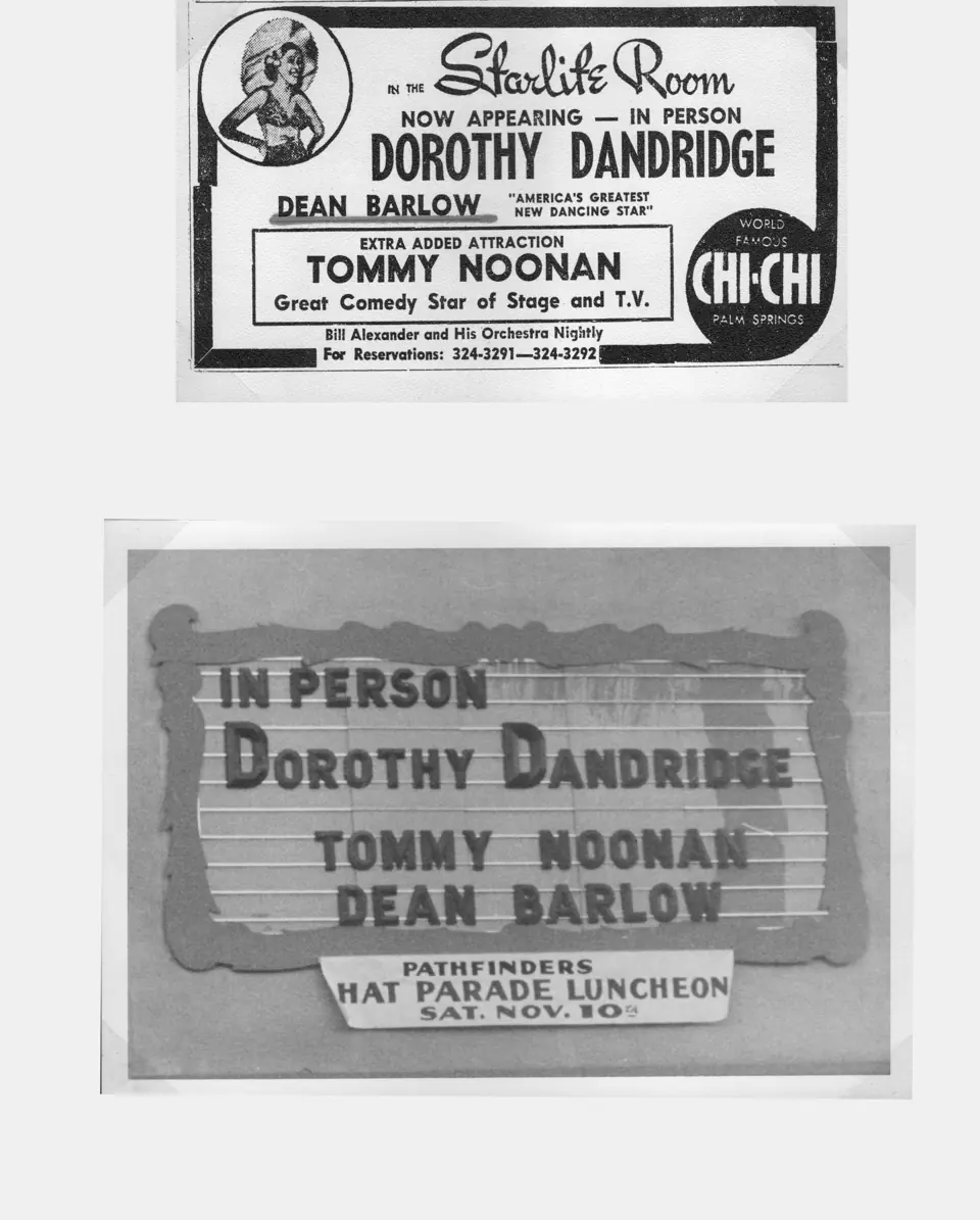 Chi Chi advertisement and marquee billing Dorothy Dandridge, Tommy Noonan and Dean Barlow, 1960